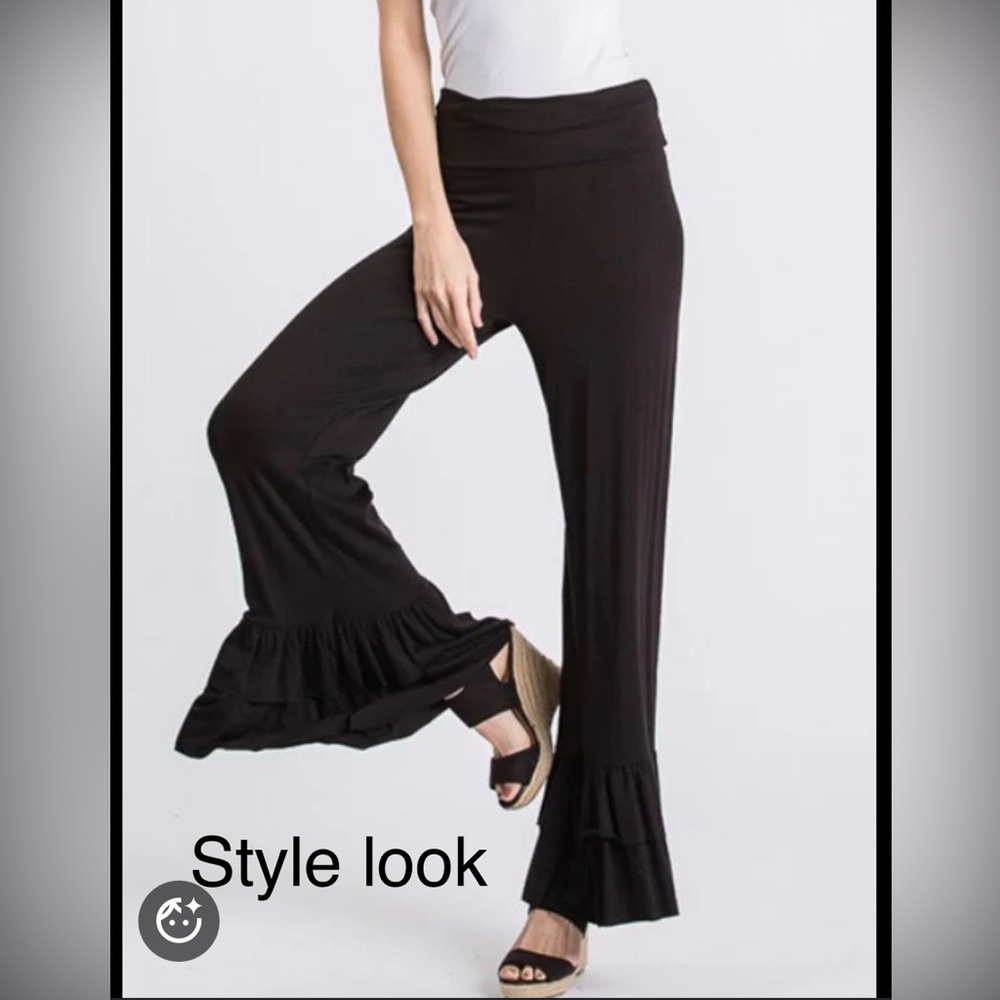 Otto'dame Elegant Black Flared Hem Pants
